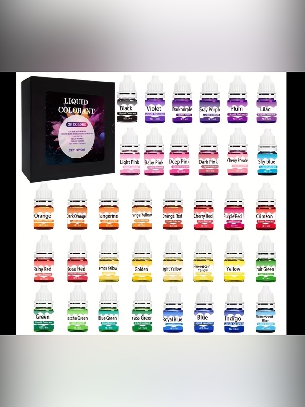 Liquid Colorant 36-Color Set – Assorted Brights soap making bath bombs